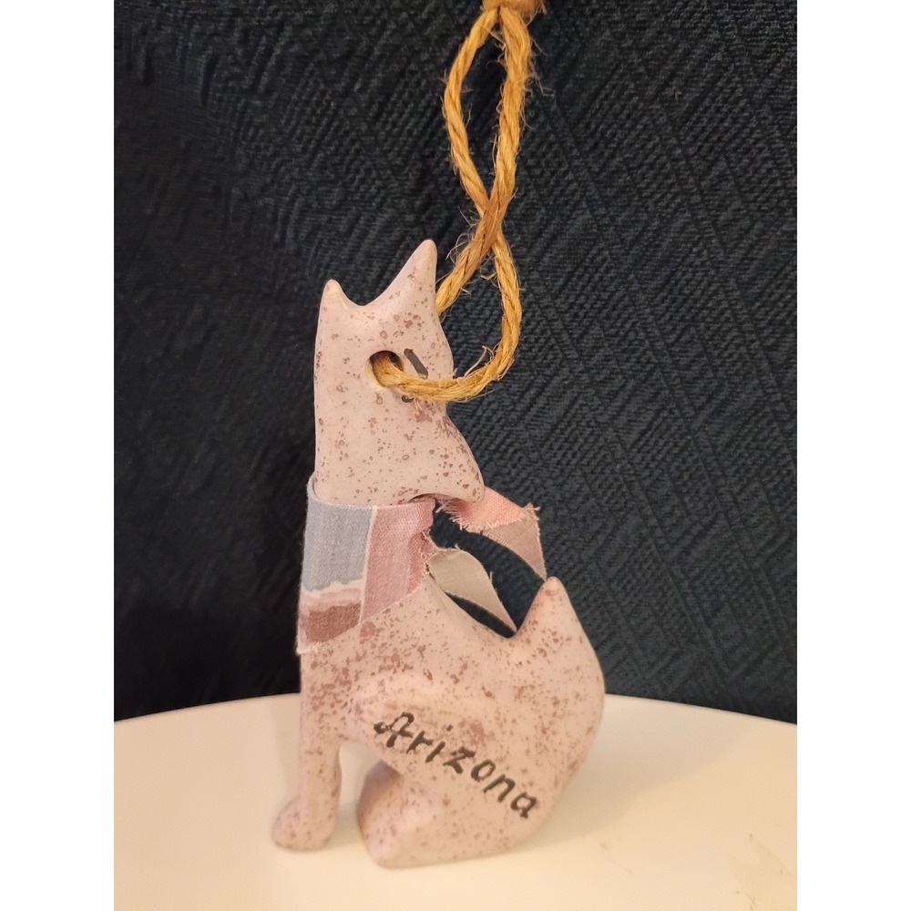 Vintage Arizona Coyote Ceramic Ornament European Christmas Market Scottsdale AZ